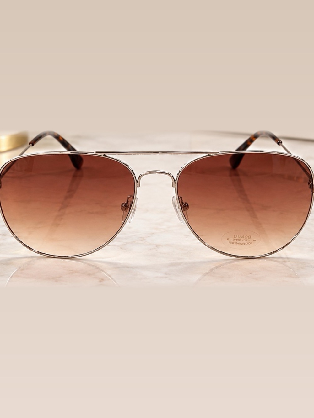 Women's Aviator Sunglasses with Brown Gradient Lenses